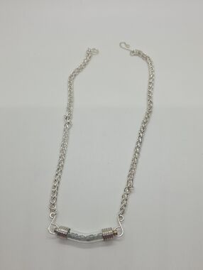 Source Unknown Silver Chain Necklace with Clear Glass Tube